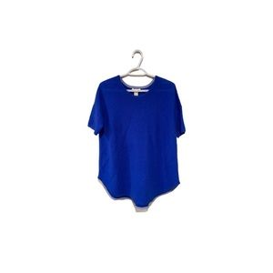 White + Warren Blue Short Sleeved Cashmere Sweater - Women’s Size Small